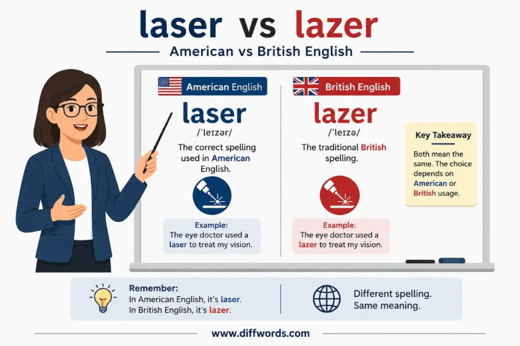 laser vs lazer in American and British English