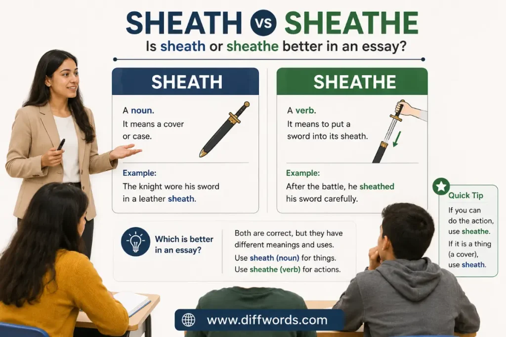Is sheath or sheathe better in an essay?