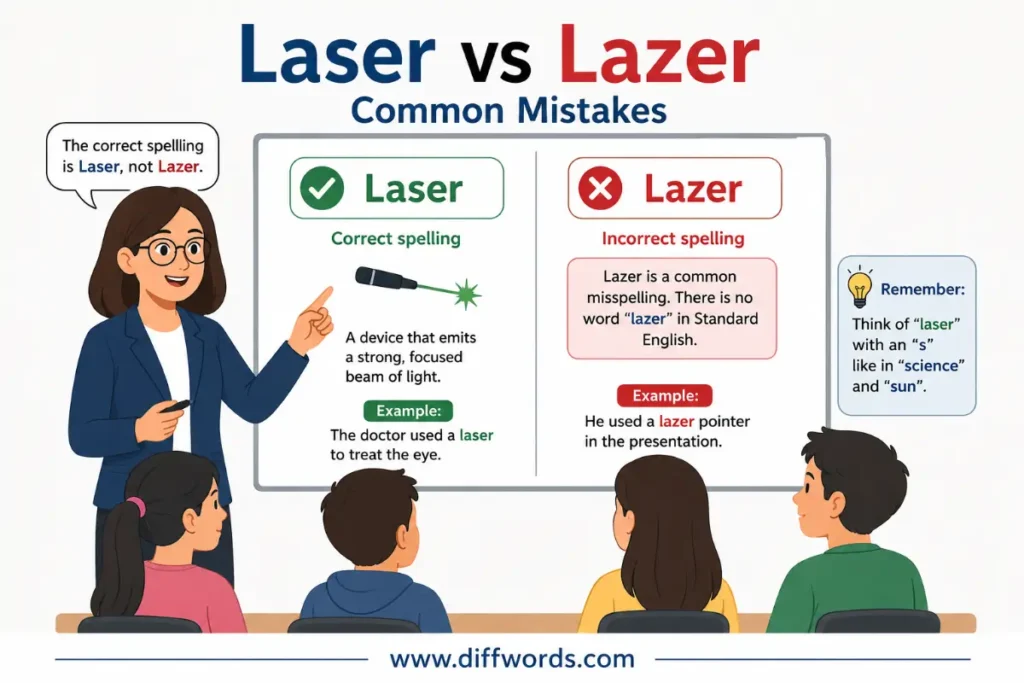 common mistakes with laser vs lazer