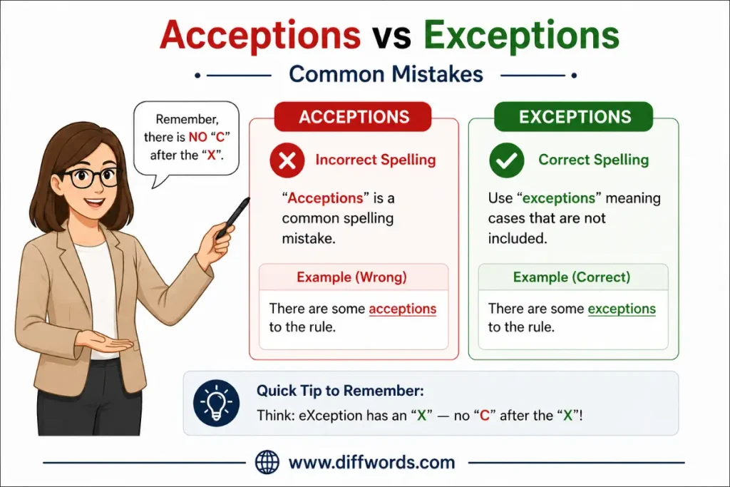common mistakes with acception vs exception
