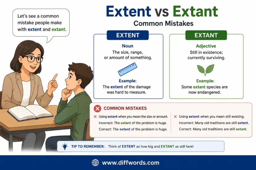common mistakes with extent vs extant
