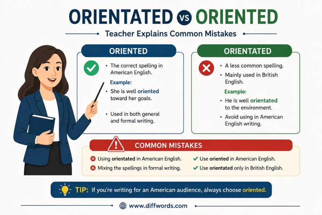common mistakes with oriented vs orientated