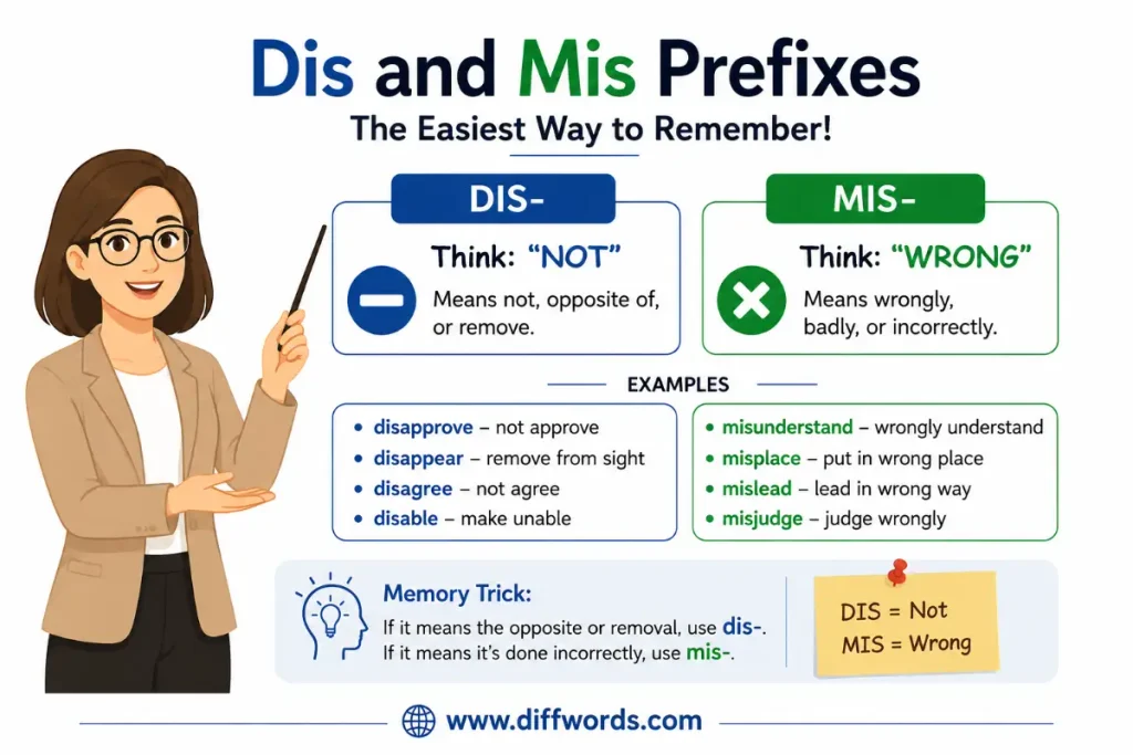easiest way to remember dis and mis prefixes