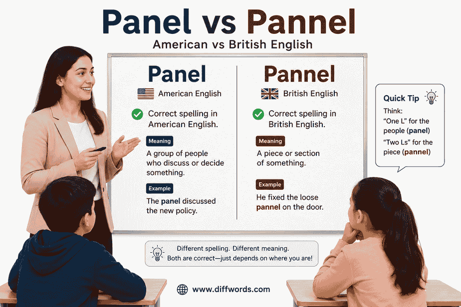 panel vs pannel differently in American and British English