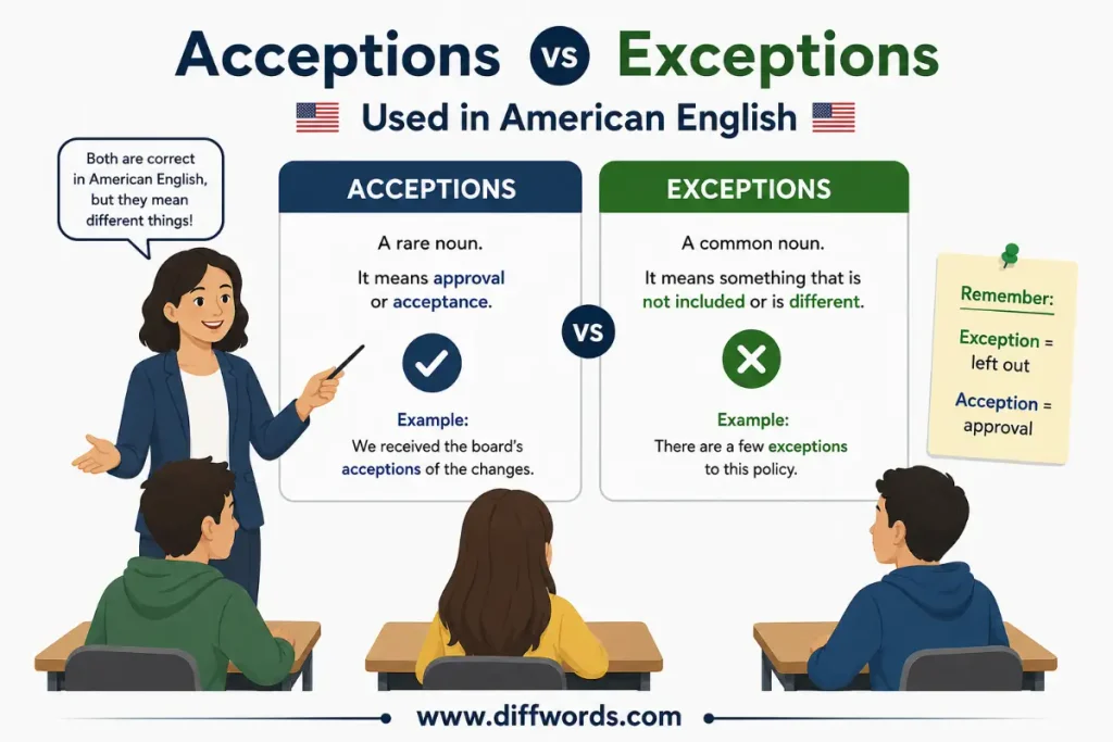Acceptions vs Exceptions in American English