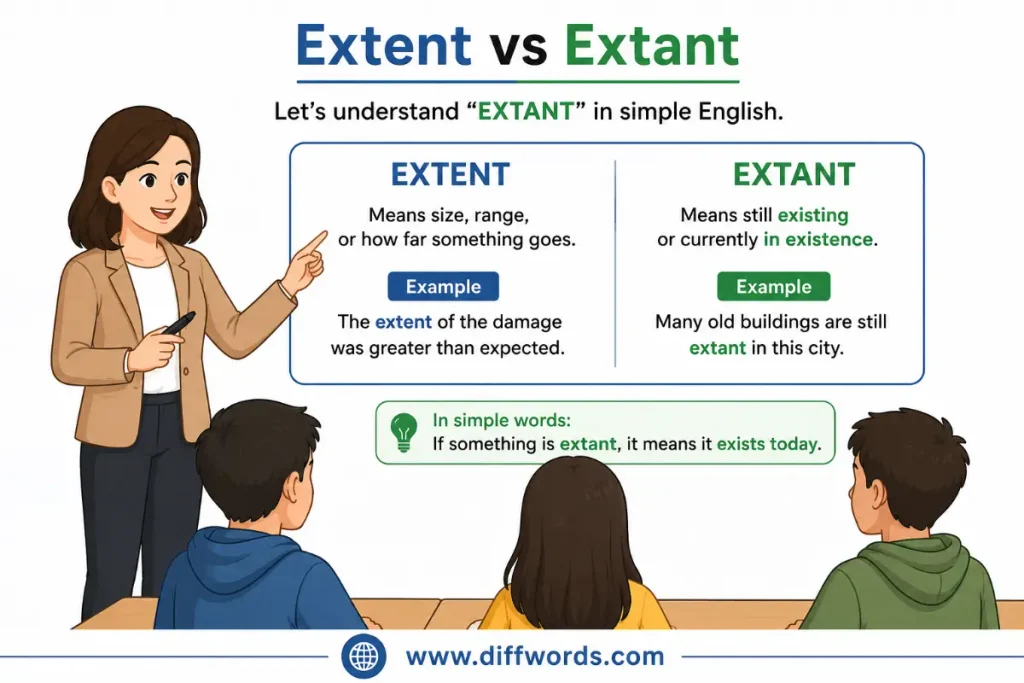  extent vs extant in simple English