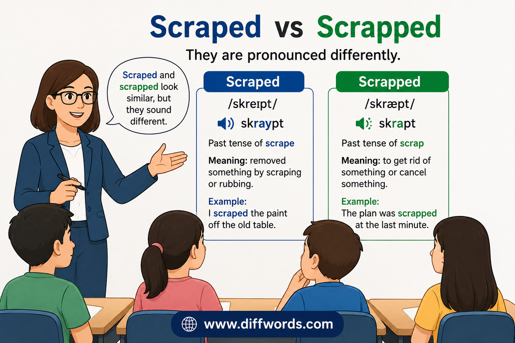 scraped vs scrapped be pronounced differently